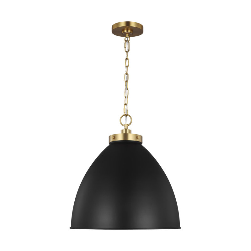 Wellfleet 1 - Light Pendant, 19.5" H x 17.5" W x 17.5" D, Midnight Black, Burnished Brass
