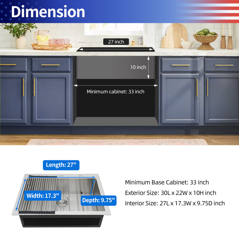 Drop-in Single Bowl Stainless Steel Kitchen Sink