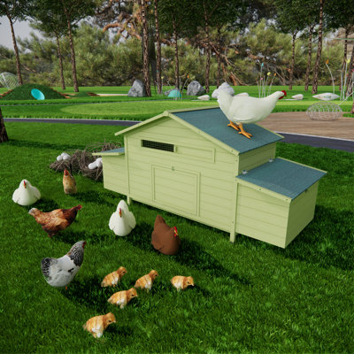 Large Wooden Chicken Coop with Nesting Boxes and Free-range Doors