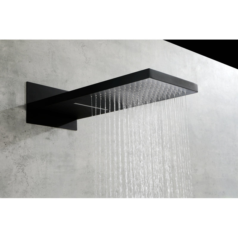 Thermostatic Complete Shower System with Rough in-Valve, Matte Black