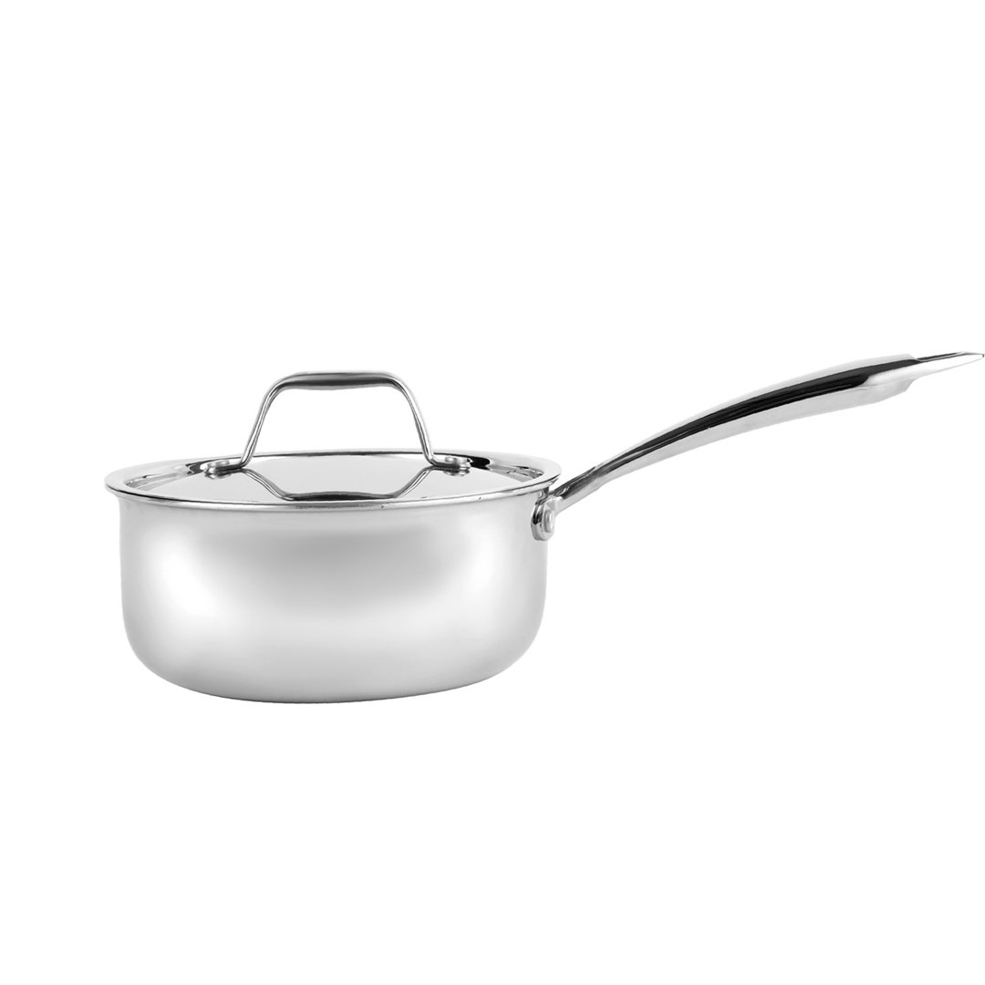 ROYALFORD Stainless Steel Saucepan with Lid, Induction Safe Cooking Multipurpose Sauce Pot Milk Pan Tri-Ply Stainless Steel Heavy Bottom Sauce Pot Coo