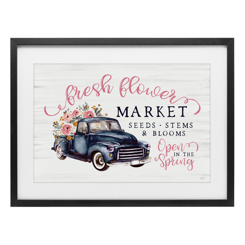 Antique Spring Market, reproduction encadrée sous verre, design par Lux + Me Designs, H 17 po x l 23 po, Cadre noir minuit