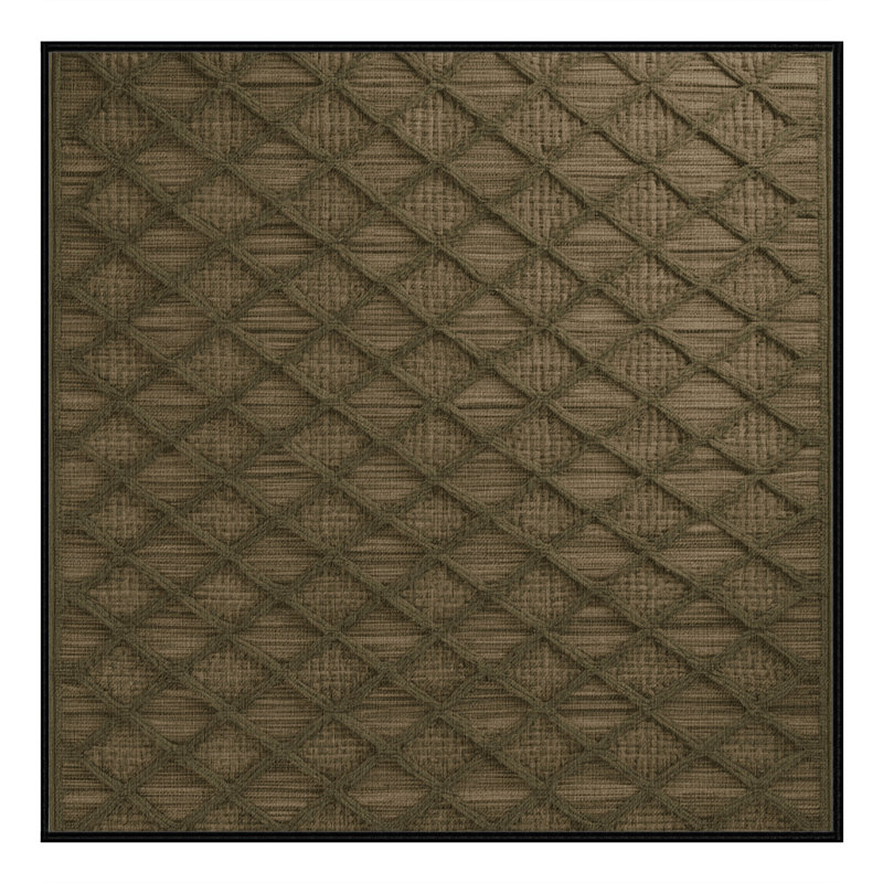 Tapis brun treillis lavable à la machine, Carré 3 pi