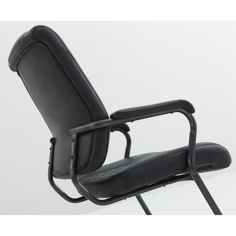 Chaise d’appoint en cuir véritable Rockett, Noir, Noir onyx