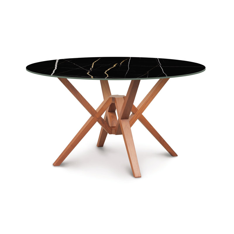 Table de salle à manger Exeter, H 30 po x L 54 po x l 54 po, Noir, noir, noir, noir, Cerise fumée