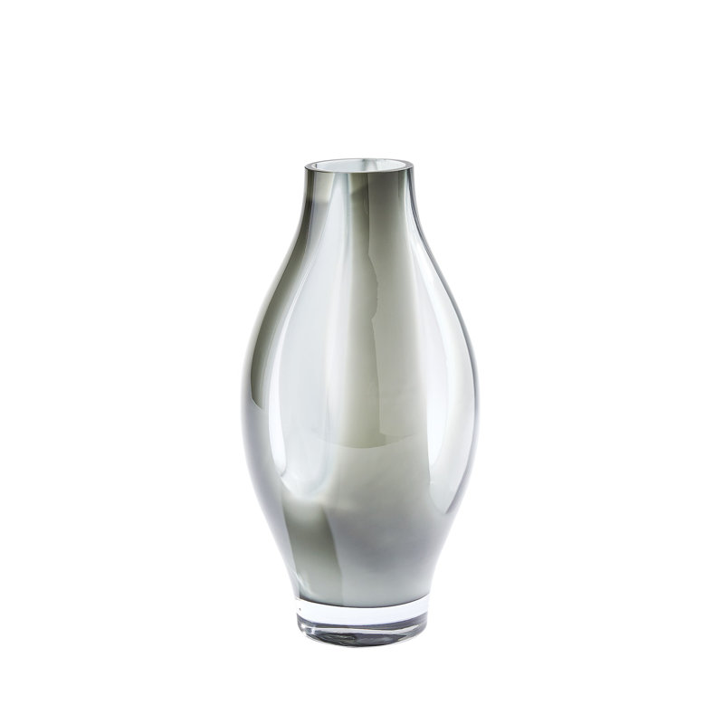 Glass Table Vase, 15.75" H x 8.25" W x 8.25" D, Gray