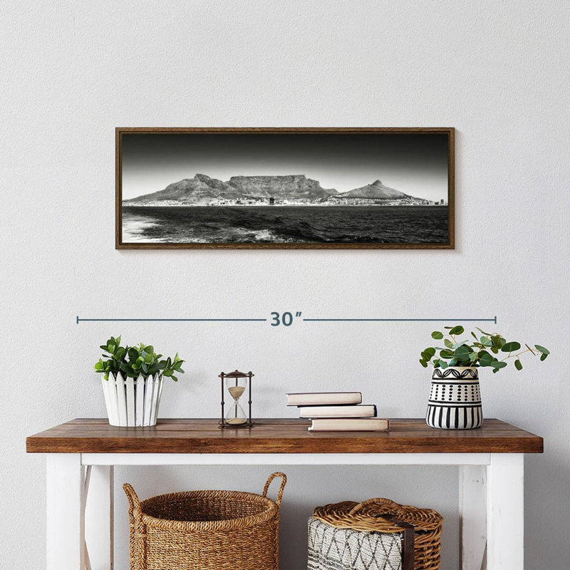 Table Table - Cape Town - noir et blanc, 25 po x 9 po, Cadre flottant noyer