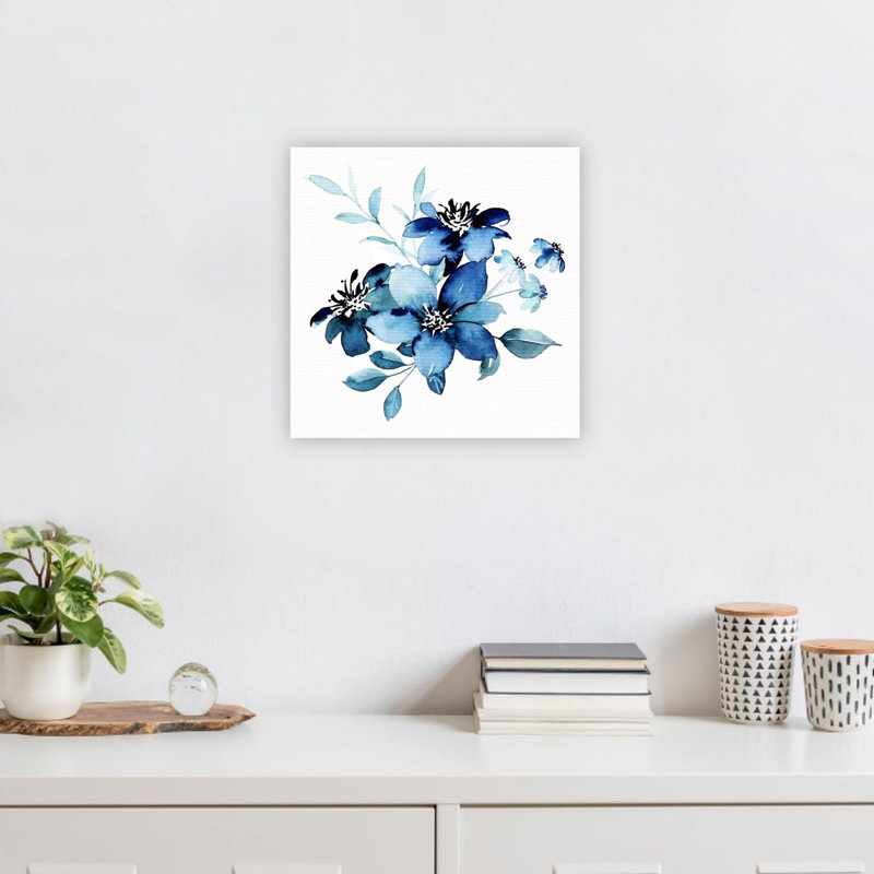 Fleur bleue, art mural 24 x 24 pouces