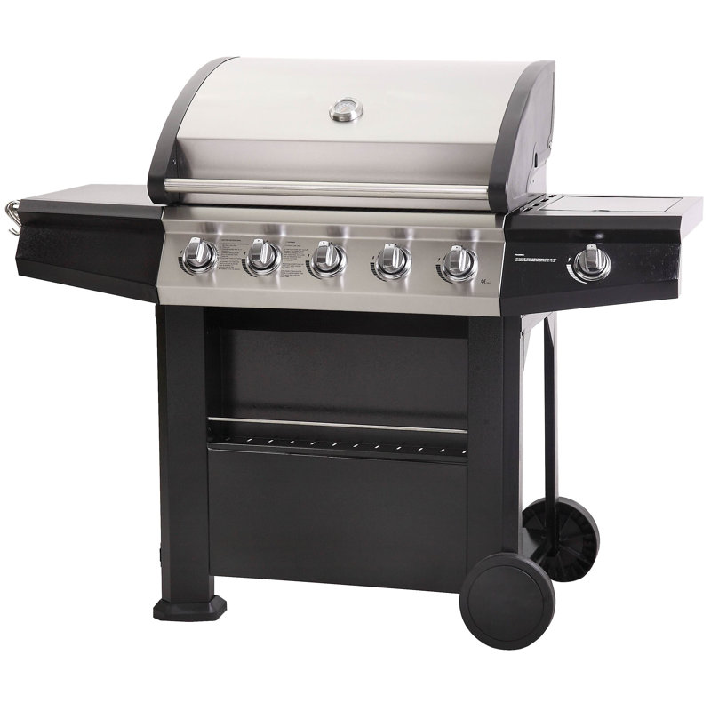 Bass Dakota Fields 5 - Burner Countertop Liquid Propane Gas Grill with Side Burner