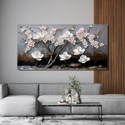 Toile, art mural, décoration murale, noir et blanc, décorations murales, photos d'art pour le salon, art mural, impression de fleurs modernes, décoration de bureau à domicile 20 po x 40 po