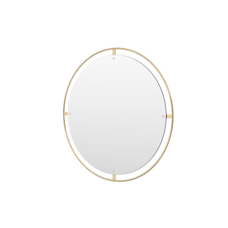 Nimbus Engineered Wood Mirror, 23.6" x 23.6", Polished Brass