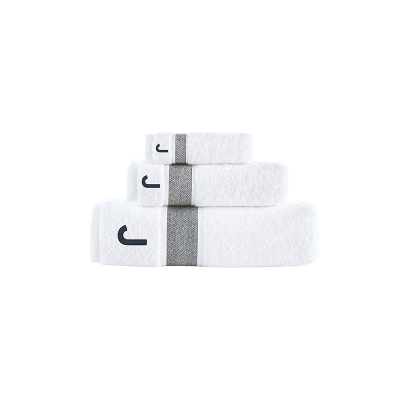 Brooks Brothers Ottoman Rolls 3 pcs Towel Set, J, Anthracite