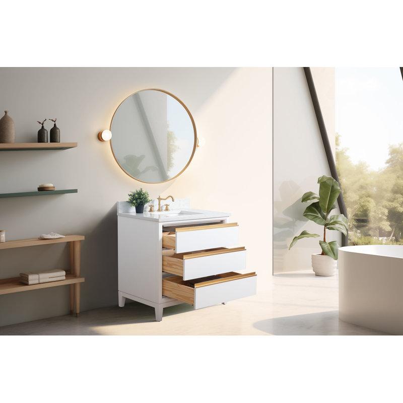 Meuble-lavabo simple 30 po avec comptoir, Blanc, 36"
