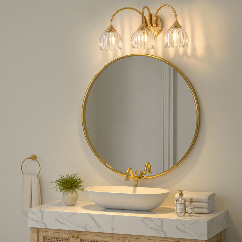 3-Light Modern Brushed Gold Vanity Light