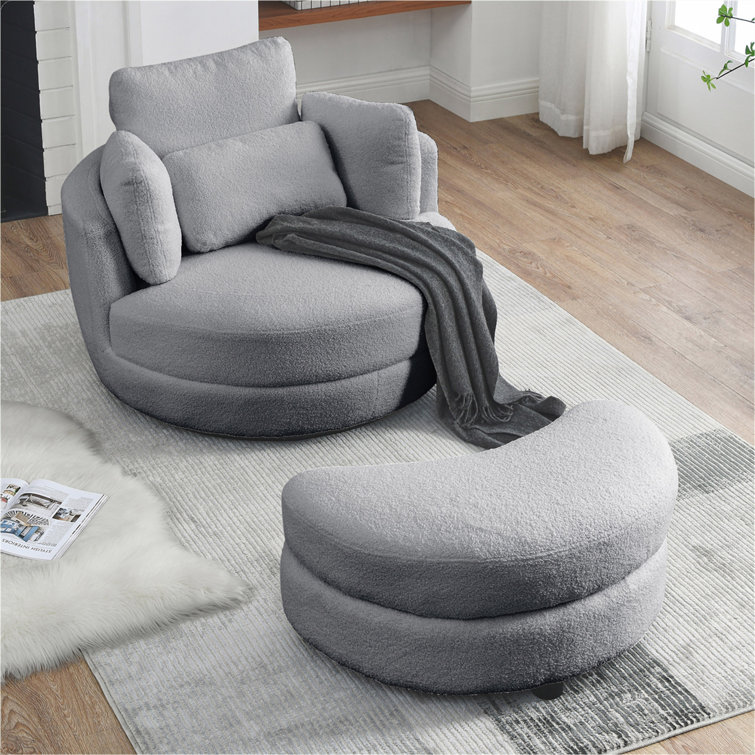 Ivy Bronx Depoliti Oversized Swivel Chair with storage ottoman and