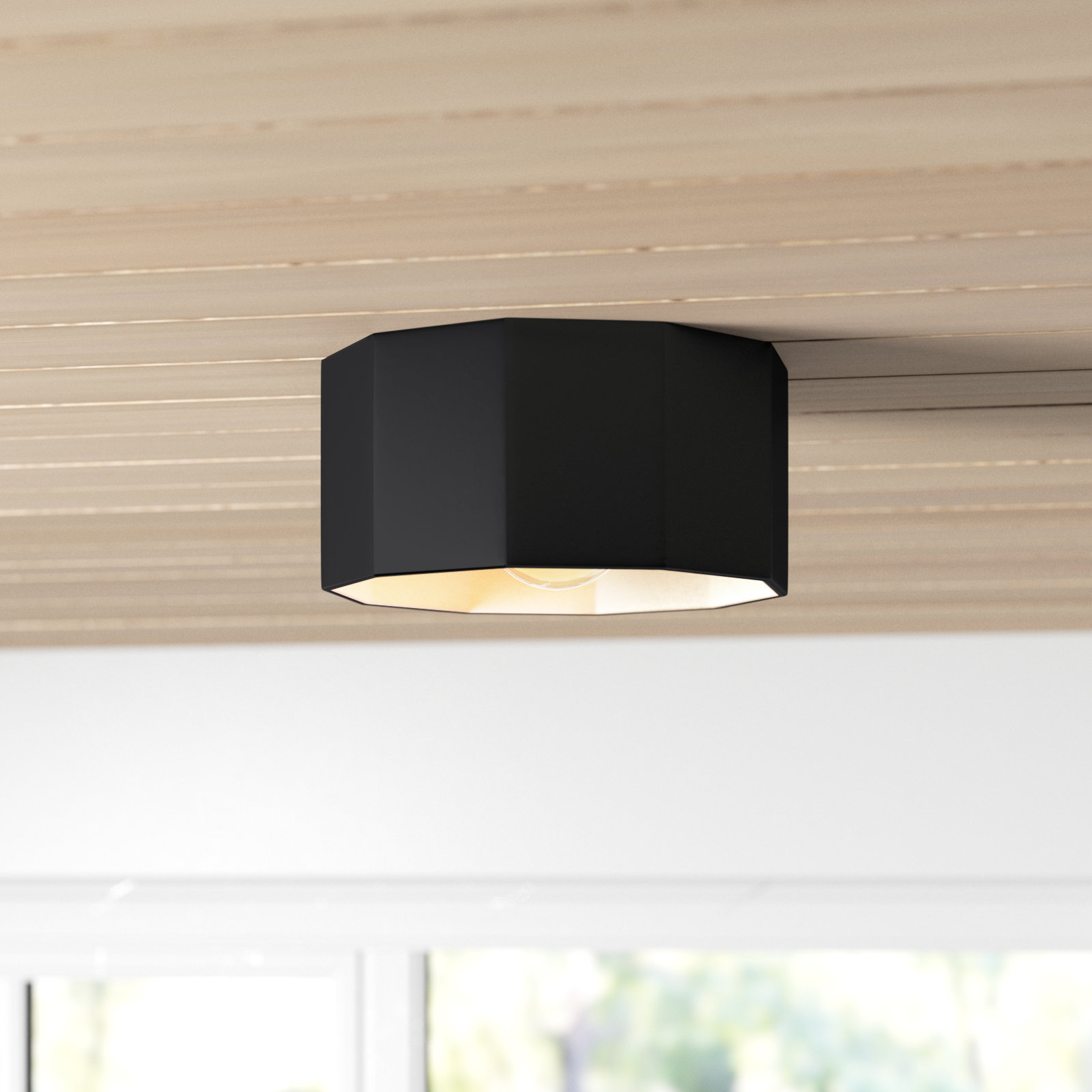 Logan 12" Single Light Flush Mount, Carbon Matte Black