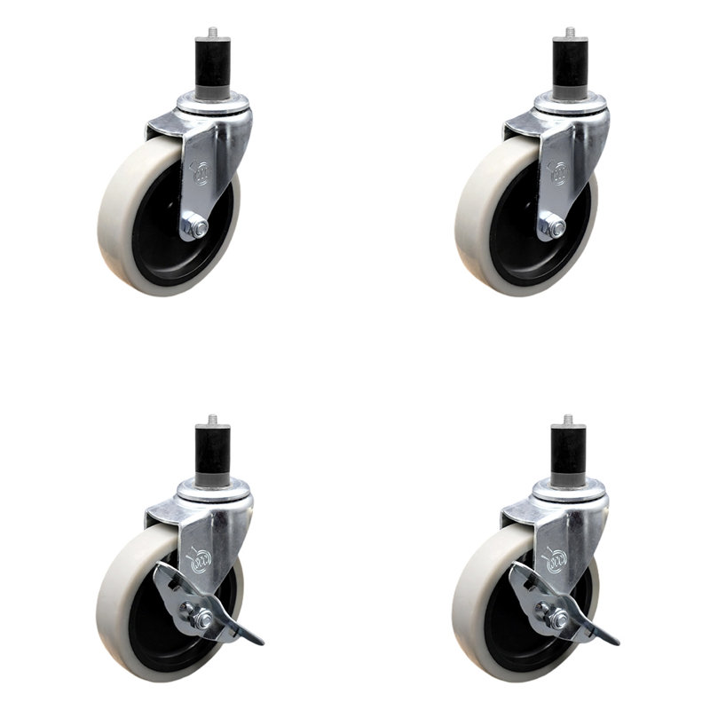 4 Piece Thermoplastic Caster Set with Brakes