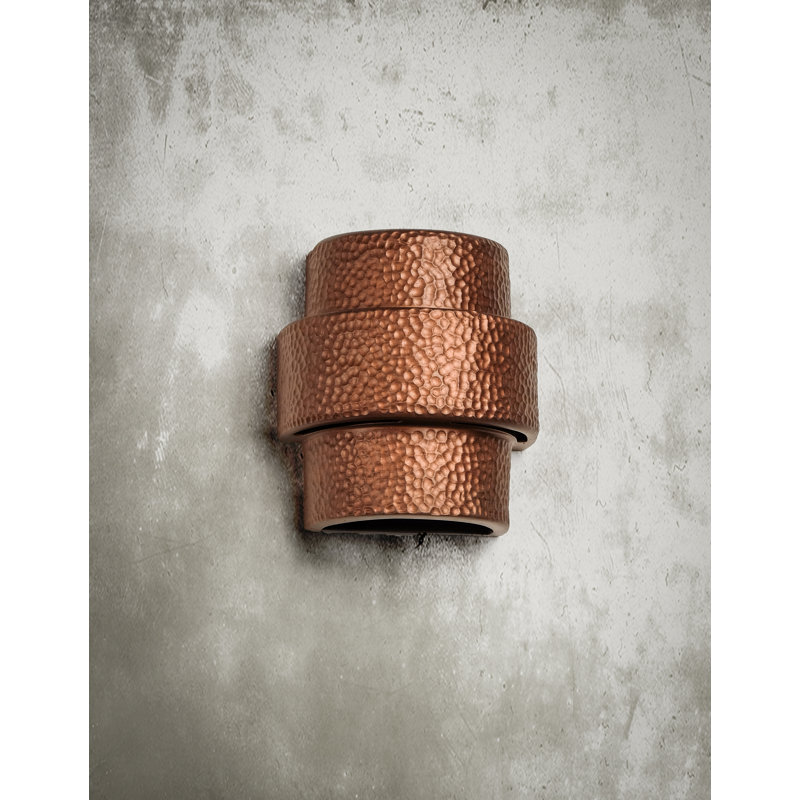 Cammi Flush Mount Ceramic Outdoor Wall Lights, LED Bulb Included, Rubbed Copper, 8" H x 9" W x 5" D