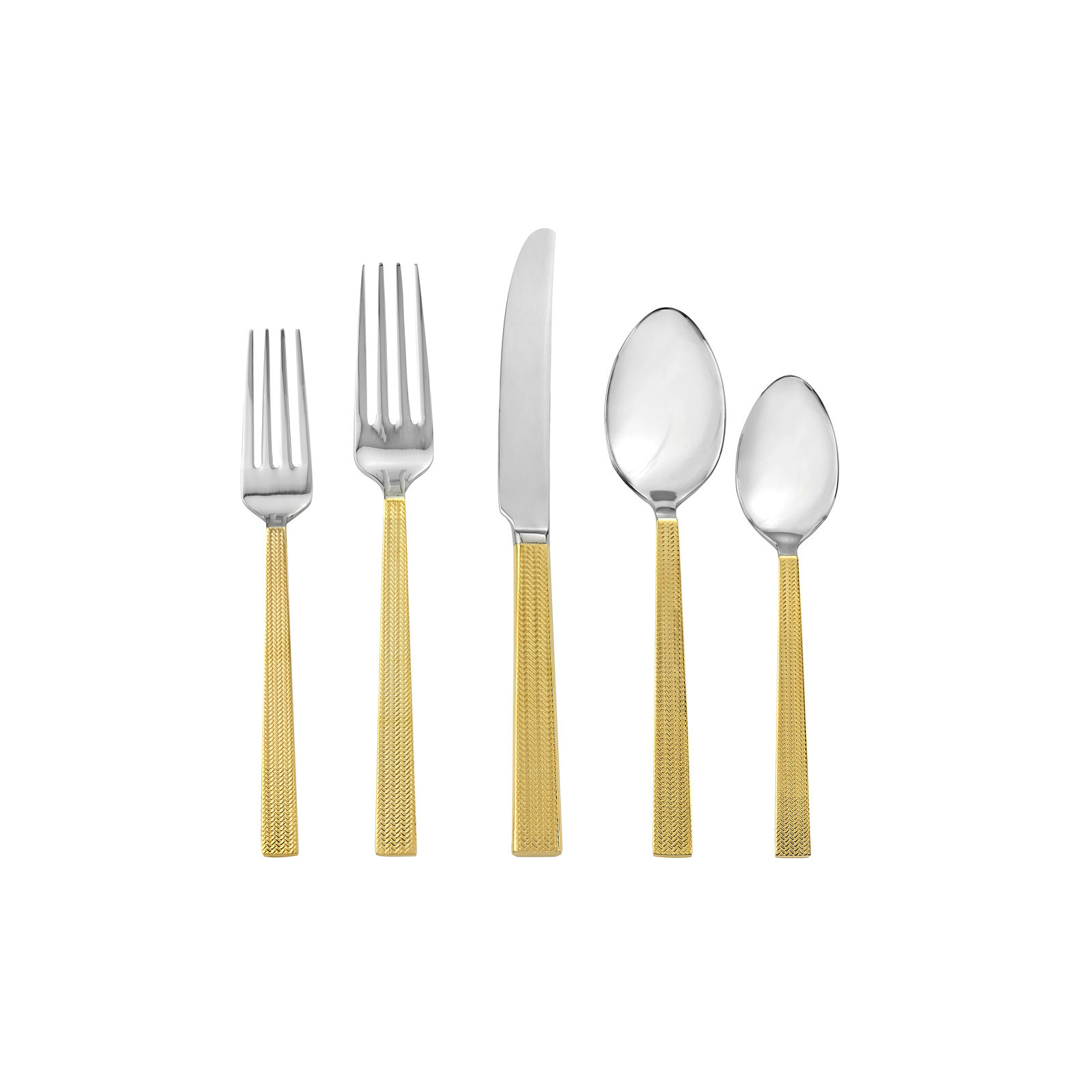Herringbone 20 Piece 18/10 Stainless Steel Flatware Set, Gold