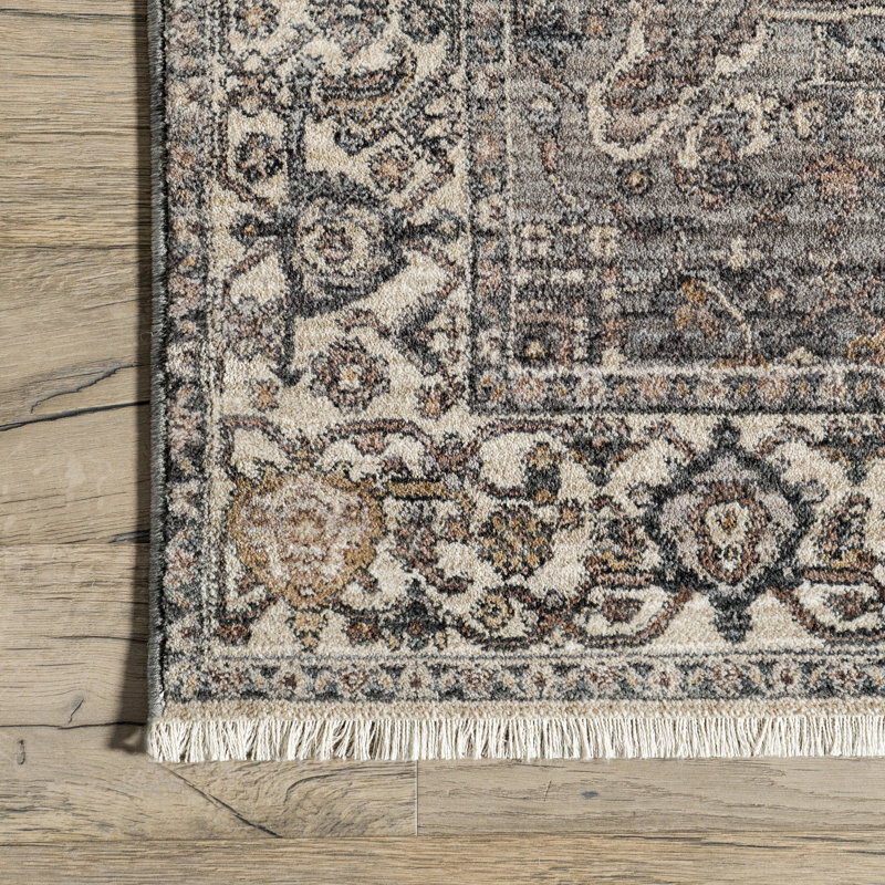 Harriet Vintage Medallion Fringe Area Rug, Square 6'