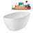 59" Streamline Soaking Glossy White Freestanding Tub and Tray With Internal Drain-101412923