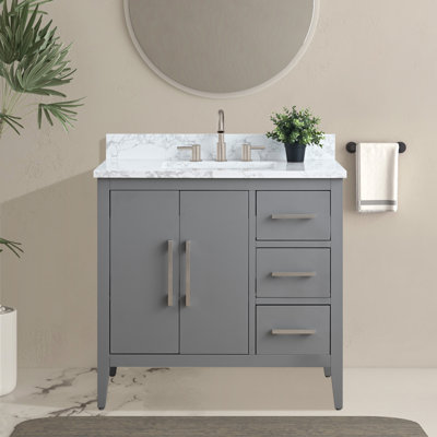 Meuble-lavabo simple 36 po avec plateau en marbre Chambery