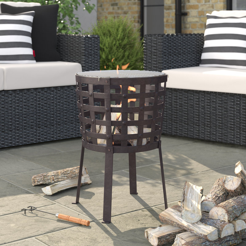 Aragon Cast Iron Fire Basket with Steel Legs