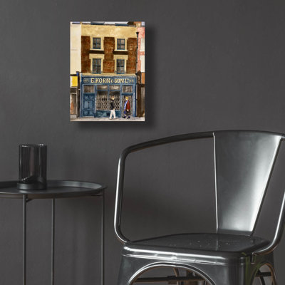 Art mural en verre acrylique épique «E Korn And Son Whitechapel London» par Gale Pitt, 12 po x 16 po
