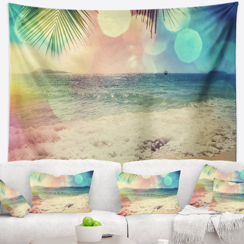 Tapisserie de plage tropicale serenity colorée mer shore, H 50 po x l 60 po