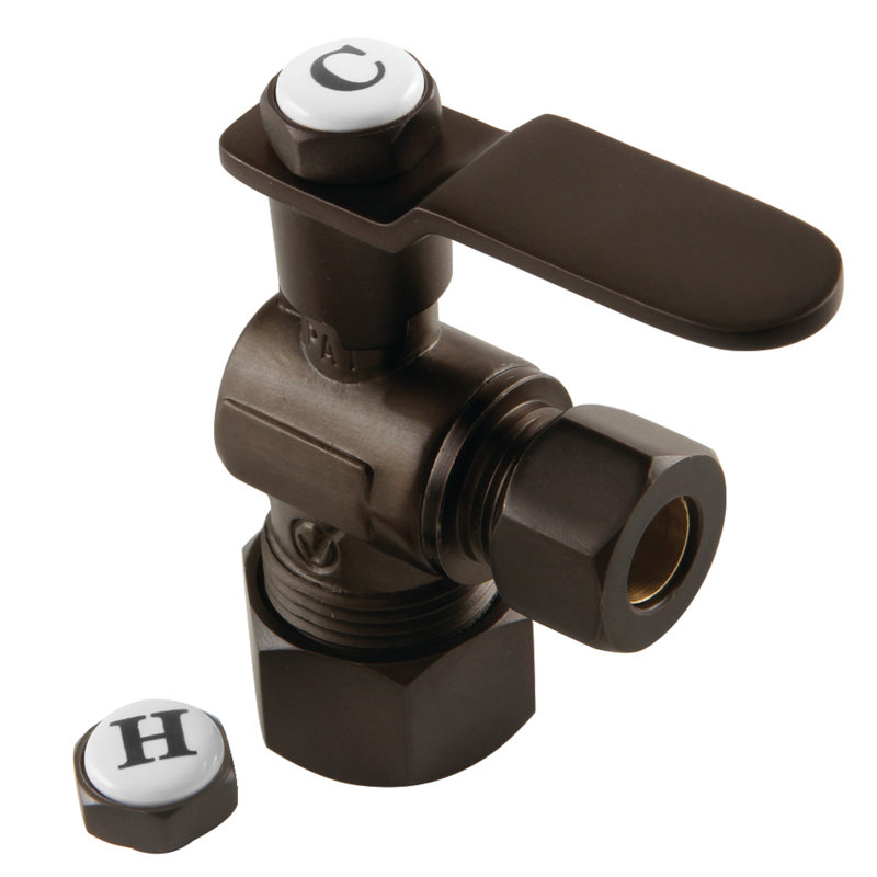 Kingston Brass Whitaker 5/8-Inch OD Comp x 3/8-Inch OD Comp Quarter-Turn Angle Stop Valve, Oil Rubbed Bronze