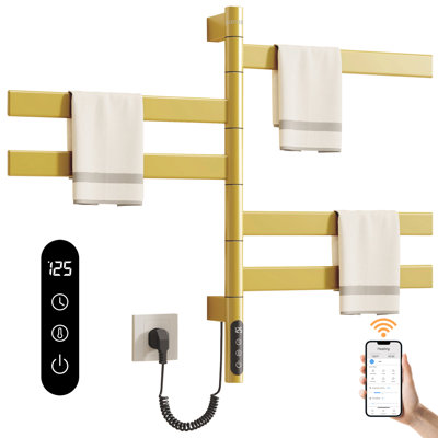 Porte-serviettes chauffant rotatif pour la salle de bain Sioyie Câblé, noir