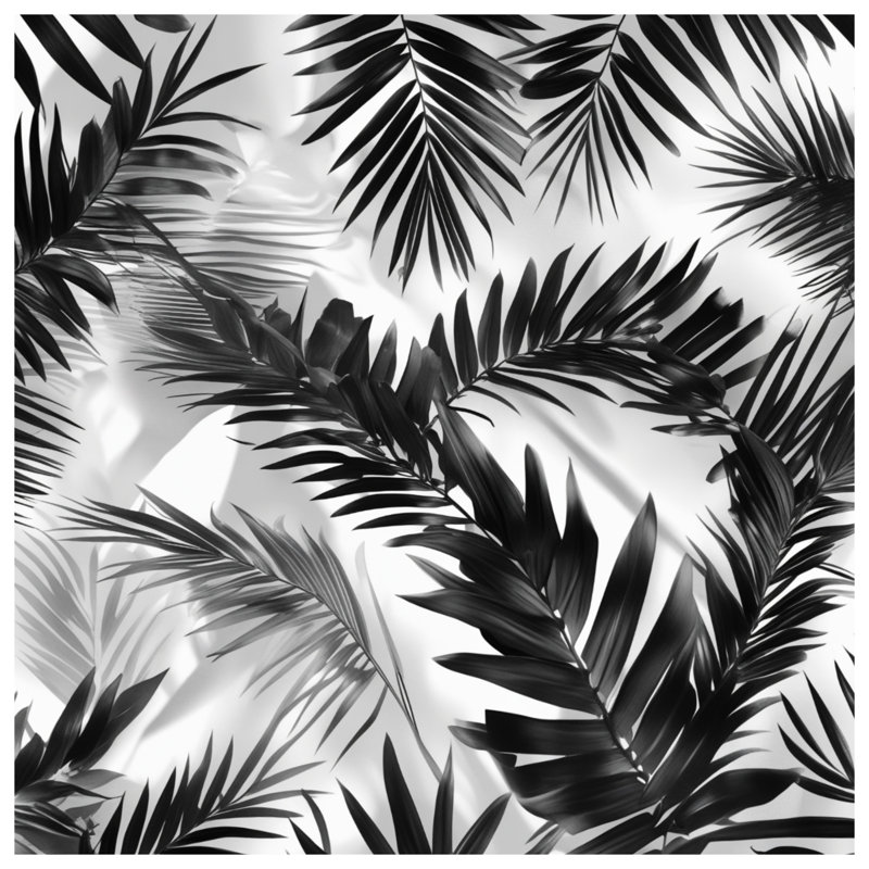 Tapis de bain Palm Leaf, L 34 po x L 21 po, Noir blanc