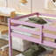 Lit superposé simple au-dessus d'un lit simple en bois d'hévéa massif avec échelle Toko - rose