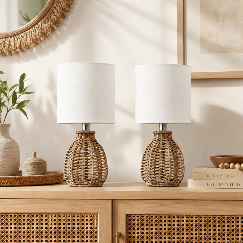 Lampe de table en rotin de 13 po Bailes