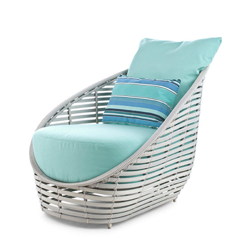 Oasis Outdoor Lounge Chair, Whitewash, Pale Blue/Canvas Dolce Oasis