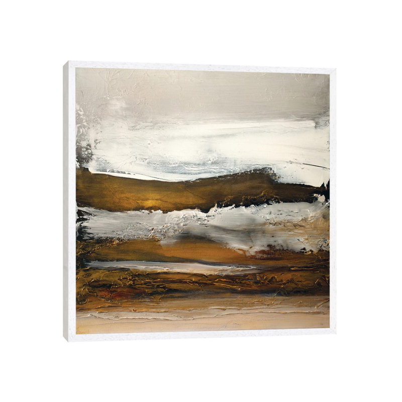 Gold Waters by Jude Remedios - Painting on Canvas, 66.04cm H x 66.04cm W x 3.81cm D, White Framed