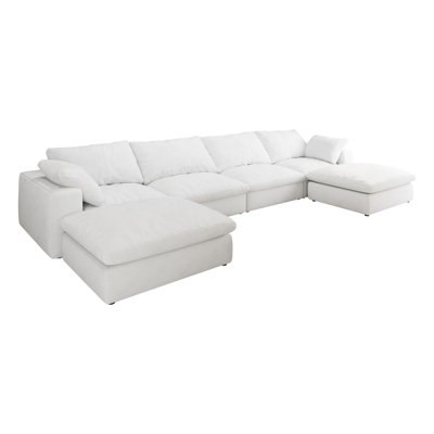 Modern Sofacloud Modular Sectional Sofa With 2 Storage Ottomans,160.6" Down Filled Comt U Shaped Sofa Couch   4Seaters+2Ottoman