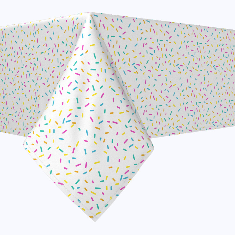 Rectangular Tablecloth, 100% Cotton, Sprinkles On White, 52" x 52"