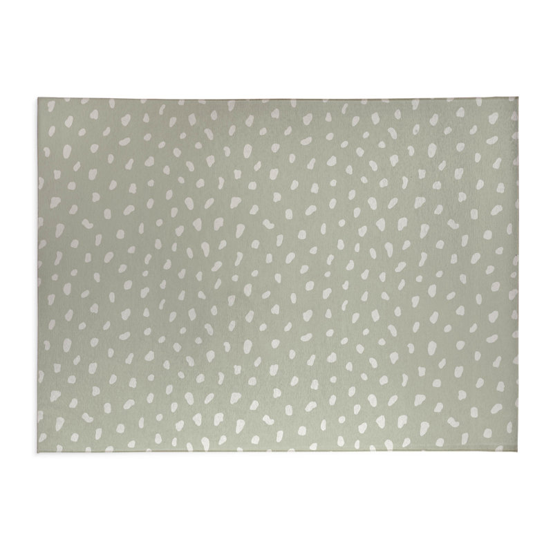 Paint Drop Decorative Lightweight Office Mat, 7' W x 5' L, Light Green
