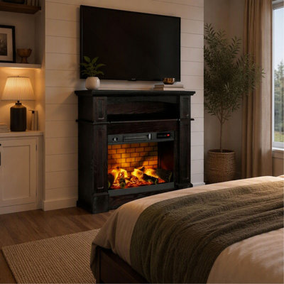 Foyer électrique avec manteau, chauffage d'appoint sur pied avec flamme DEL pour le salon et la chambre