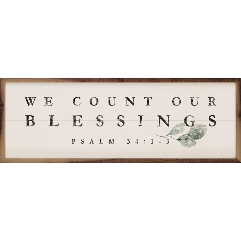 We Count Our Blessings Greenery Psalm 34 1 3 - blanc, L 12 po x H 4 po