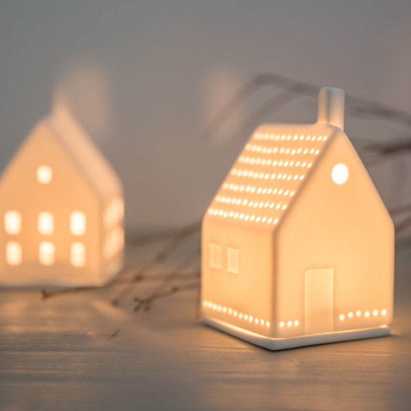 Porcelain Village House - Magic Light - 3.9"