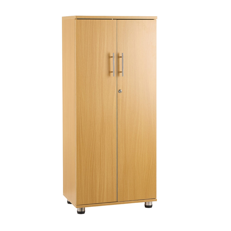 Armoire de rangement verrouillable de 49,2 po de hauteur avec 3 tablettes et pieds de nivellement réglables Saravia, Hêtre
