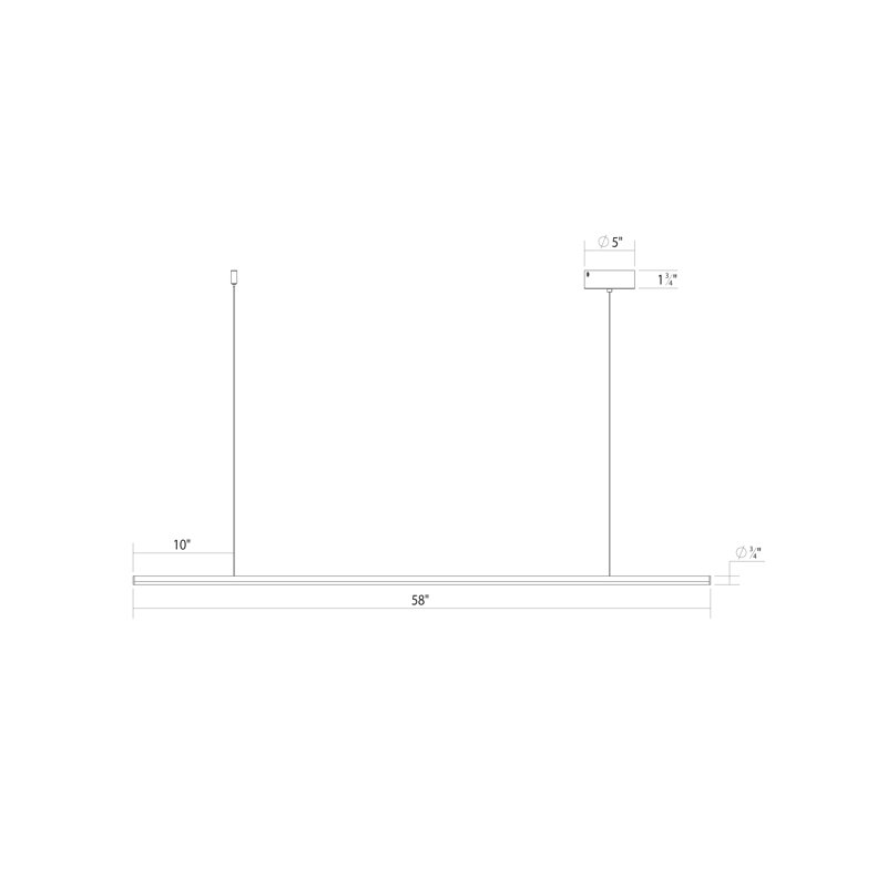 Fino 1 - Light LED Pendant, 3500, Black, 0.75" H x 58" W x 0.75" D