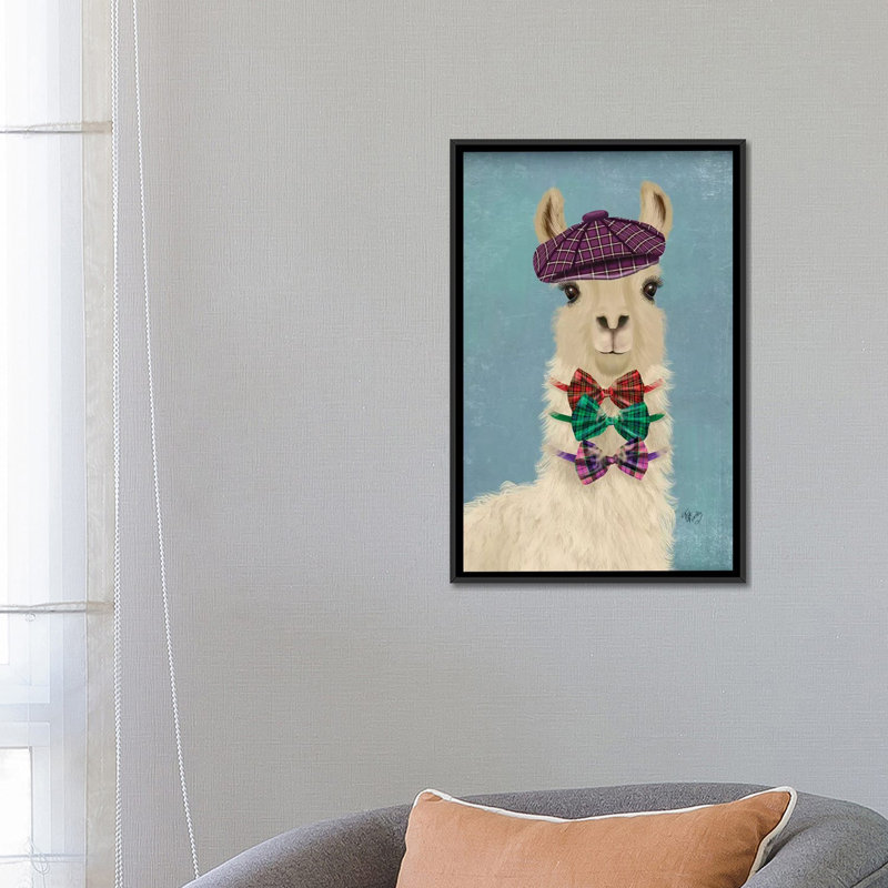 «Llama Dapper» par Fab Funky - impression d'art graphique, Aucun mat, H 26 po x l 18 po x 1,5 po, Toile avec cadre noir