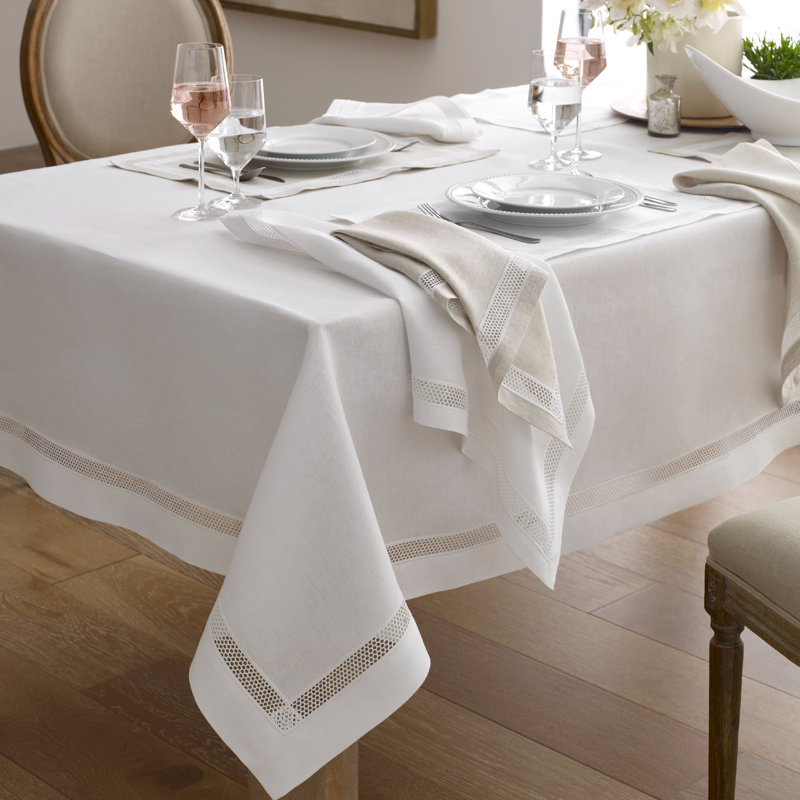 Ritz Linen Tablecloth, White, 144" x 72"