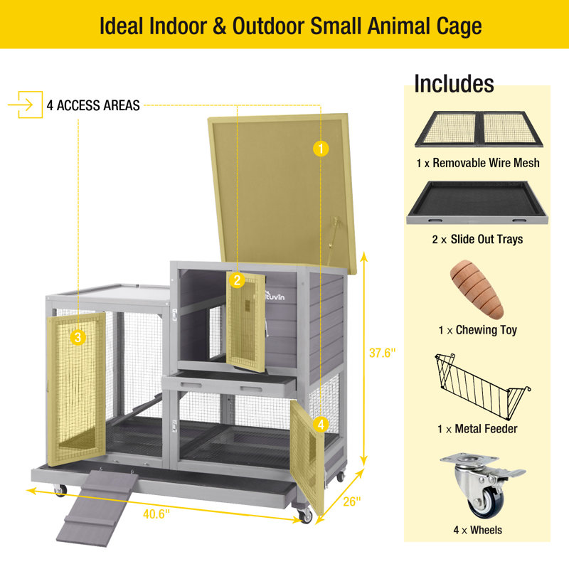 Weather Resistant Hutch with Ramp, Grey