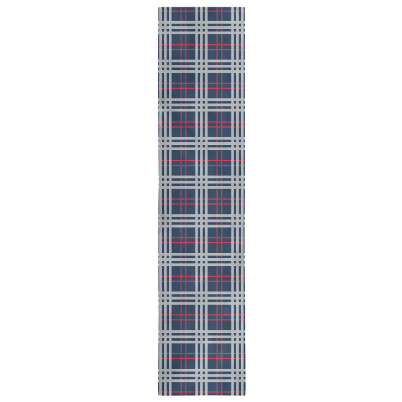 Paid Polyester Table Runner, 90" L x 16" W, Nautical Blue/Red/New Century Silver