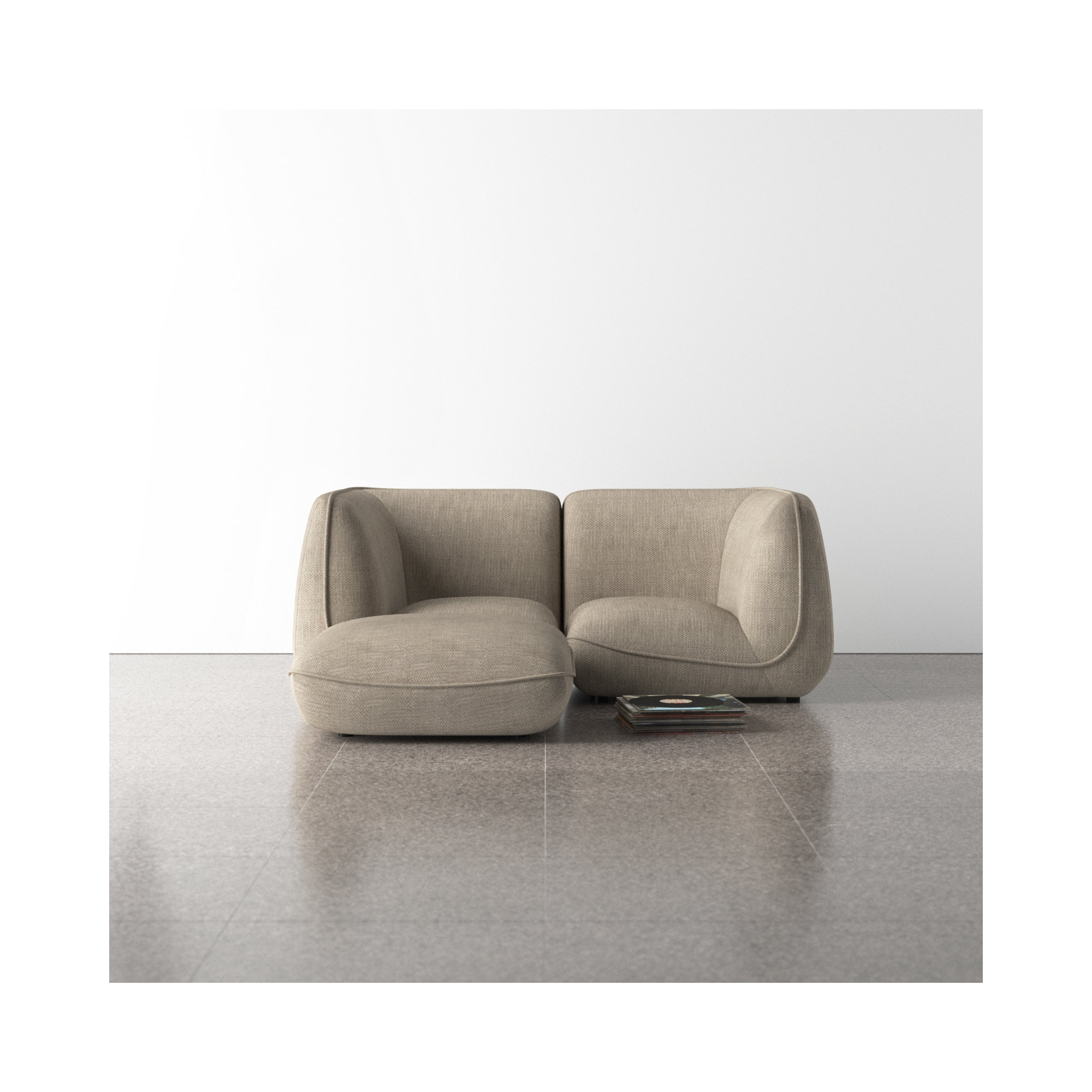 Douglass Modular Upholstered Reversible L-Sectional, Speckled Pumice Basketweave