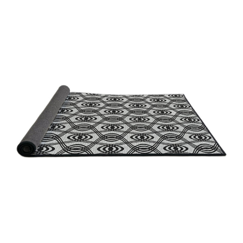 Tapis gris/zone noire à motifs, Rond 3 pi